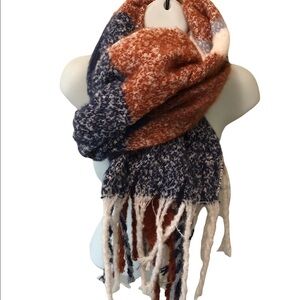 Winter Rich Colors Blanket Scarf W/Fringe 86X22 MixIt Cozy Soft Warm